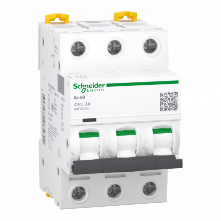 Acti9 C60L - Disjoncteur - 3P - 40A - Courbe Z - 400Vac - 15000A/20kA