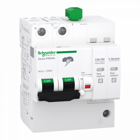 Acti9 - Parafoudre iQuick PRD40r - 1P+N avec report de signalisation