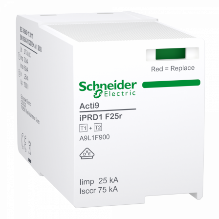 Acti9 IPRD1 F25r - Cartouche Parafoudre Type 1+2 2 - 18mm - Phase pour 3PN/3P