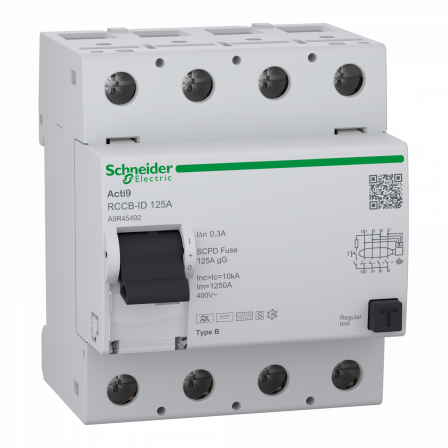 Acti9 RCCB-ID - interrupteur différentiel - 4P - 125A - Type B - 300mA Selectif