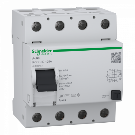 Acti9 RCCB-ID - interrupteur différentiel - 4P - 125A - Type B - 500mA