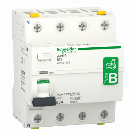 Acti9 iID - interrupteur différentiel - 4P - 63A - 30mA - type B - EV - 400V