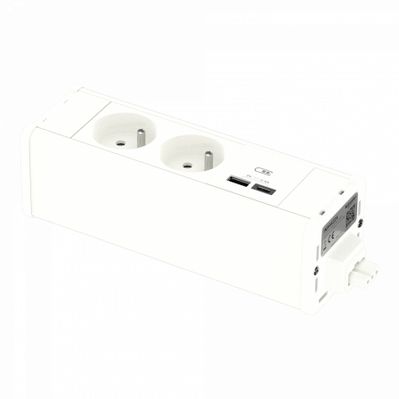 Unica System+ - nourrice précâblée M - 2 prises 2P+T + USB A+C - blanc