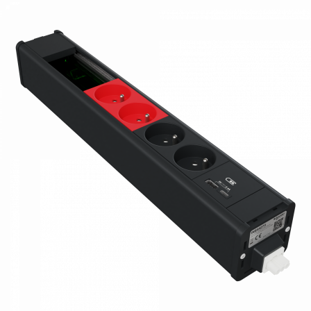 Unica System+ - nourrice précâb M - 2x2P+T +2x2P+Trouge +USB A+C +VDI 4mod - ant