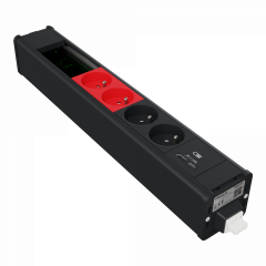 Unica System+ - nourrice précâb M - 2x2P+T +2x2P+Trouge +USB A+C +VDI 4mod - ant