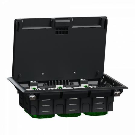 Unica System+ - Boîtier de sol L 3x4mod ou 6 postes - plastique - IK08 IP20