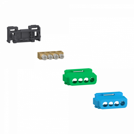 Linergy - bornier 80A à vis 4 trous 2x16²+2x10² et couvercles pour Terre/Neutre