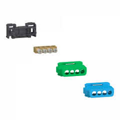 Linergy - bornier 80A à vis 4 trous 2x16²+2x10² et couvercles pour Terre/Neutre