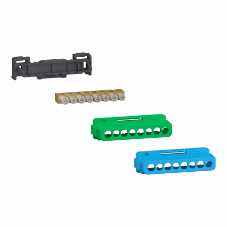 Linergy - bornier 80A à vis 8 trous 4x16²+4x10² et couvercles pour Terre/Neutre