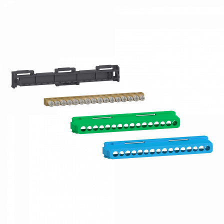 Linergy - bornier 80A à vis 16 trous 8x16²+8x10² et couvercles pour Terre/Neutre