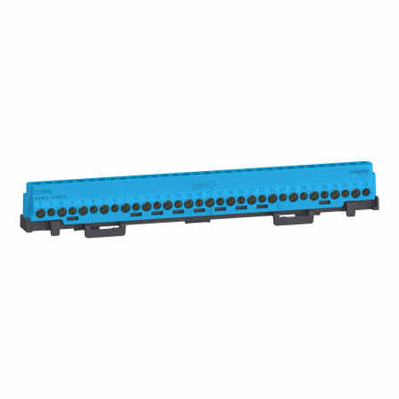 Linergy - bornier 80A à vis 32 trous 8x16²+8x10² et couvercles pour Terre/Neutre