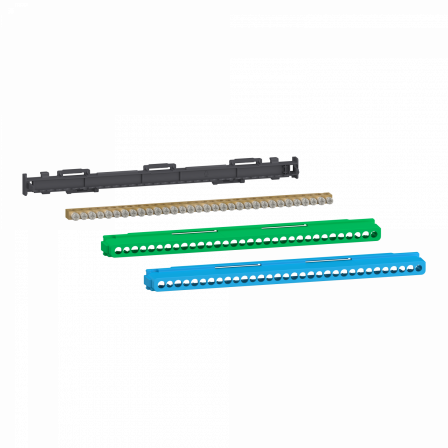 Linergy - bornier 80A à vis 32 trous 8x16²+8x10² et couvercles pour Terre/Neutre