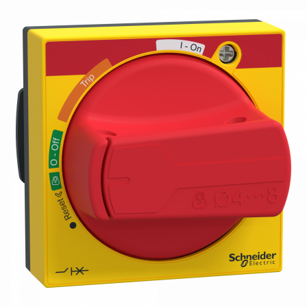 ComPacT NSXm - Powerpact B et TeSys GV4 - poignée rotative rouge/jaune - IP54