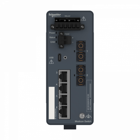 Modicon Switch administré - 4 ports cuivre & 2 ports fibre monomode