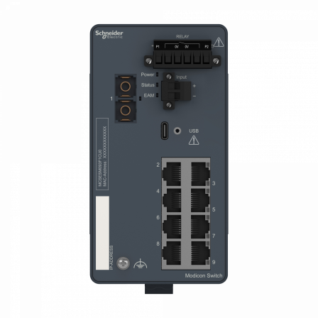 Modicon Switch administré - 8 ports cuivre & 1 port fibre multimode