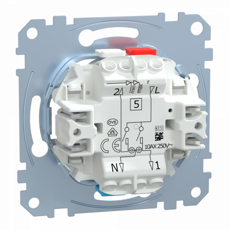 D-Life - interrupteur double allumage lumineux témoin - 10A - méca seul