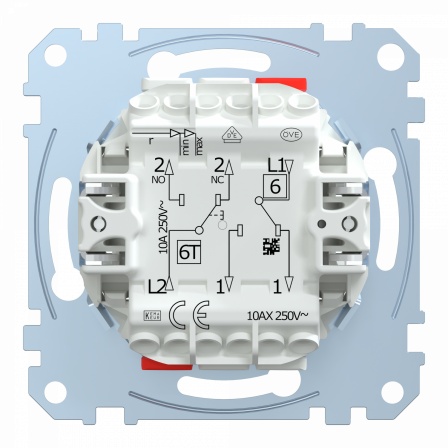 D-Life - interrupteur dble va-et-vient + bouton-poussoir NO/NF - 10A - méca seul