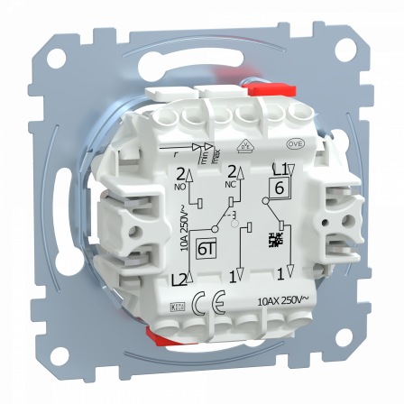 D-Life - interrupteur dble va-et-vient + bouton-poussoir NO/NF - 10A - méca seul