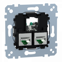 D-Life - prise double RJ45 équipée S-One Cat6 FTP/STP blindé - méca seul