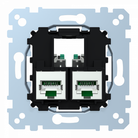 D-Life - prise double RJ45 équipée S-One Cat6 FTP/STP blindé - méca seul