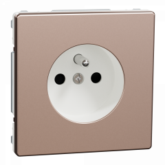 D-Life - prise de courant 2P+T - FR - méca + enjoliveur - métal champagne