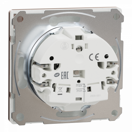 D-Life - prise de courant 2P+T - FR - méca + enjoliveur - métal champagne