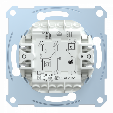 D-Life - interrupteur dble va-et-vient + bouton-poussoir NO/NF - 10A - méca seul
