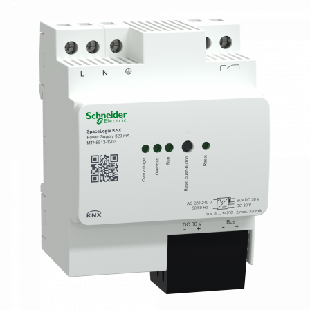 SpaceLogic KNX - Alimentation - 320mA - avec alim aux et contact de diagnostic