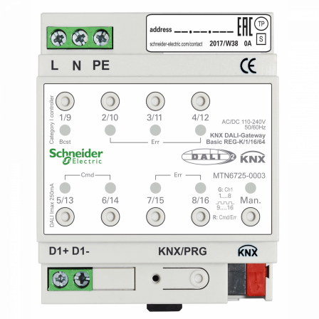 KNX - actionneur éclairage avec interface DALI - 1L - 16G - 64 ballasts