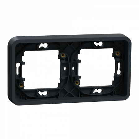 Mureva Styl - Cadre 2 postes horizontal - encastré - IP55 - IK08 - gris