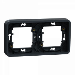 Mureva Styl - Cadre 2 postes horizontal - encastré - IP55 - IK08 - gris