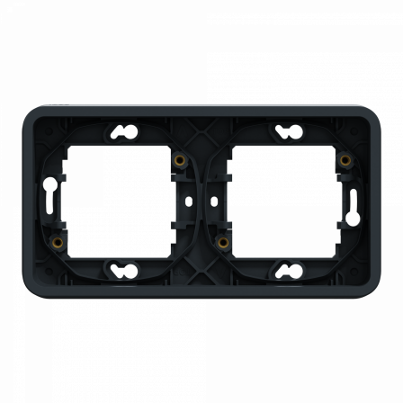 Mureva Styl - Cadre 2 postes horizontal - encastré - IP55 - IK08 - gris