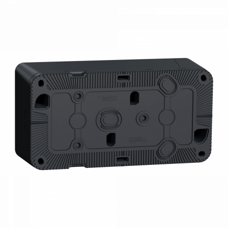 Mureva Styl - Double PC 2P+T schuko précâblée horiz - saillie - IP55 IK08 - gris