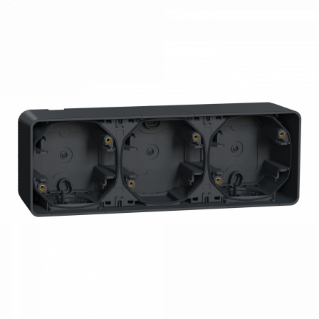 Mureva Styl - Boîte 3 postes horizontale - saillie - IP55 - IK08 - gris