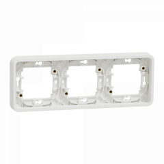 Mureva Styl - Cadre 3 postes horizontal - encastré - IP55 - IK08 - blanc