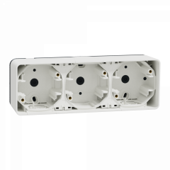 Mureva Styl - Boîte 3 postes horizontale - saillie - IP55 - IK08 - blanc