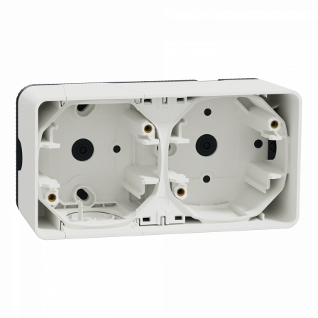 Mureva Styl - Boîte 2 postes horizontale - saillie - IP55 - IK08 - blanc