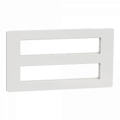 Unica - support fixation +plaque finition boîte concent 2 rang 10 mod - Blanc an