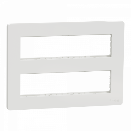 Unica - support fixation +plaque finition boîte concent 2 rang 8 mod - Blanc ant