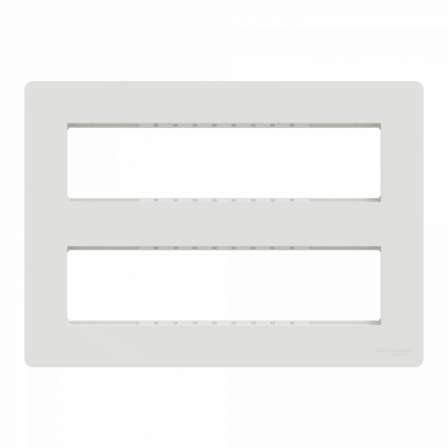 Unica - support fixation +plaque finition boîte concent 2 rang 8 mod - Blanc ant