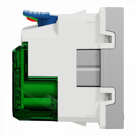 Unica - prise 2P+T affl FR + USB C 10,5W - 90° - rap - 2 mod - Alu - méca seul