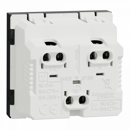 Unica - prise euroamericaine - 2P+T - 2 mod - Anthracite - méca seul