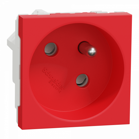 Unica - prise 2P+T - FR - 45° - goulotte - raccord rapide - Rouge - méca seul