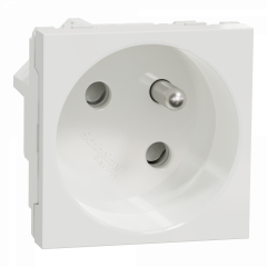 Unica - prise 2P+T - FR - 45° - goulotte - raccord rapide - Blanc - méca seul