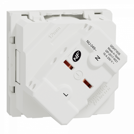 Unica - prise 2P+T - FR - 45° - goulotte - raccord rapide - Blanc - méca seul