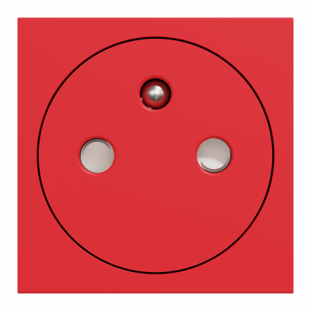 Unica - prise 2P+T - FR - 90° - affleurant - raccord rapide - Rouge - méca seul