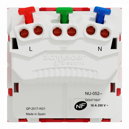 Unica - prise 2P+T - FR - 90° - affleurant - raccord rapide - Rouge - méca seul