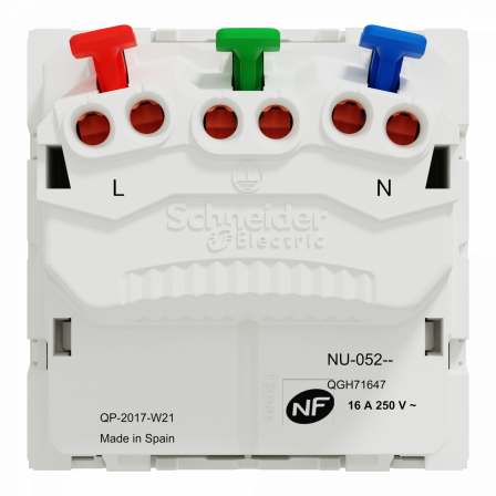 Unica - prise 2P+T - FR - 90° - affleur - raccord rapid - Blanc anti - méca seul