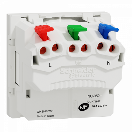 Unica - prise 2P+T - FR - 90° - affleur - raccord rapid - Blanc anti - méca seul