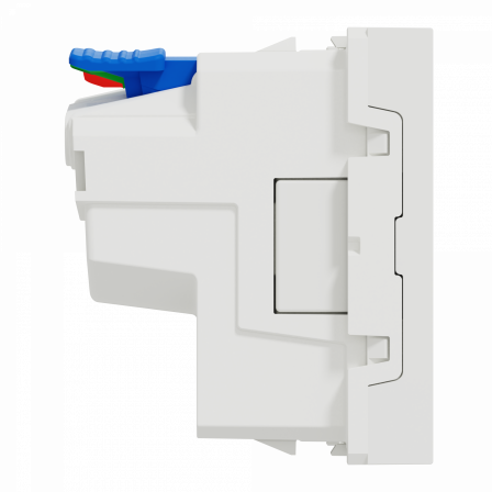 Unica - prise 2P+T - FR - 90° - affleur - raccord rapid - Blanc anti - méca seul